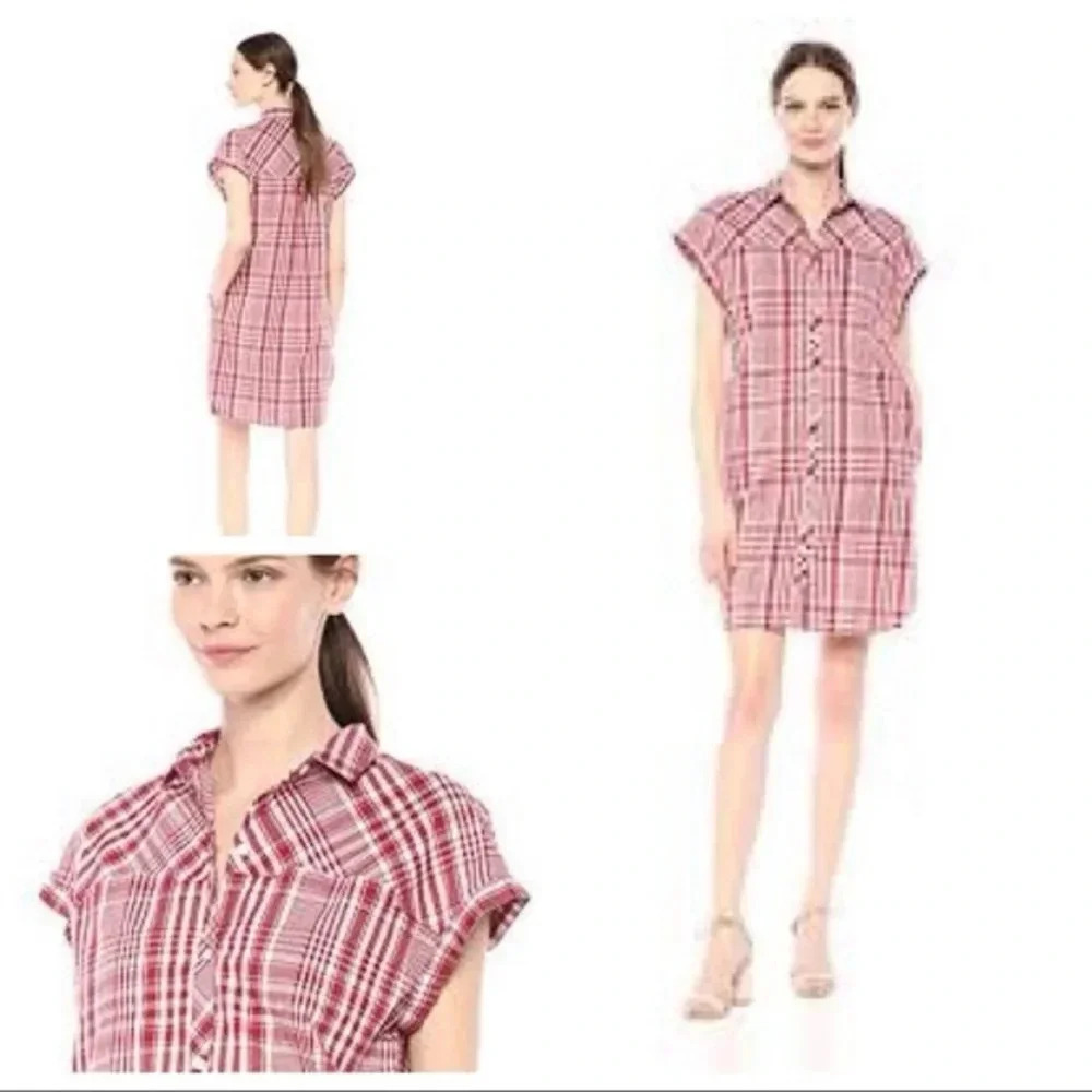 Pendleton SunnySide Farmhouse Country Outdoor Red Rock White Plaid Shirt Dress